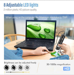 SKYBASIC mounted on adjustable stand capturing a specimen steadily with stability benefit