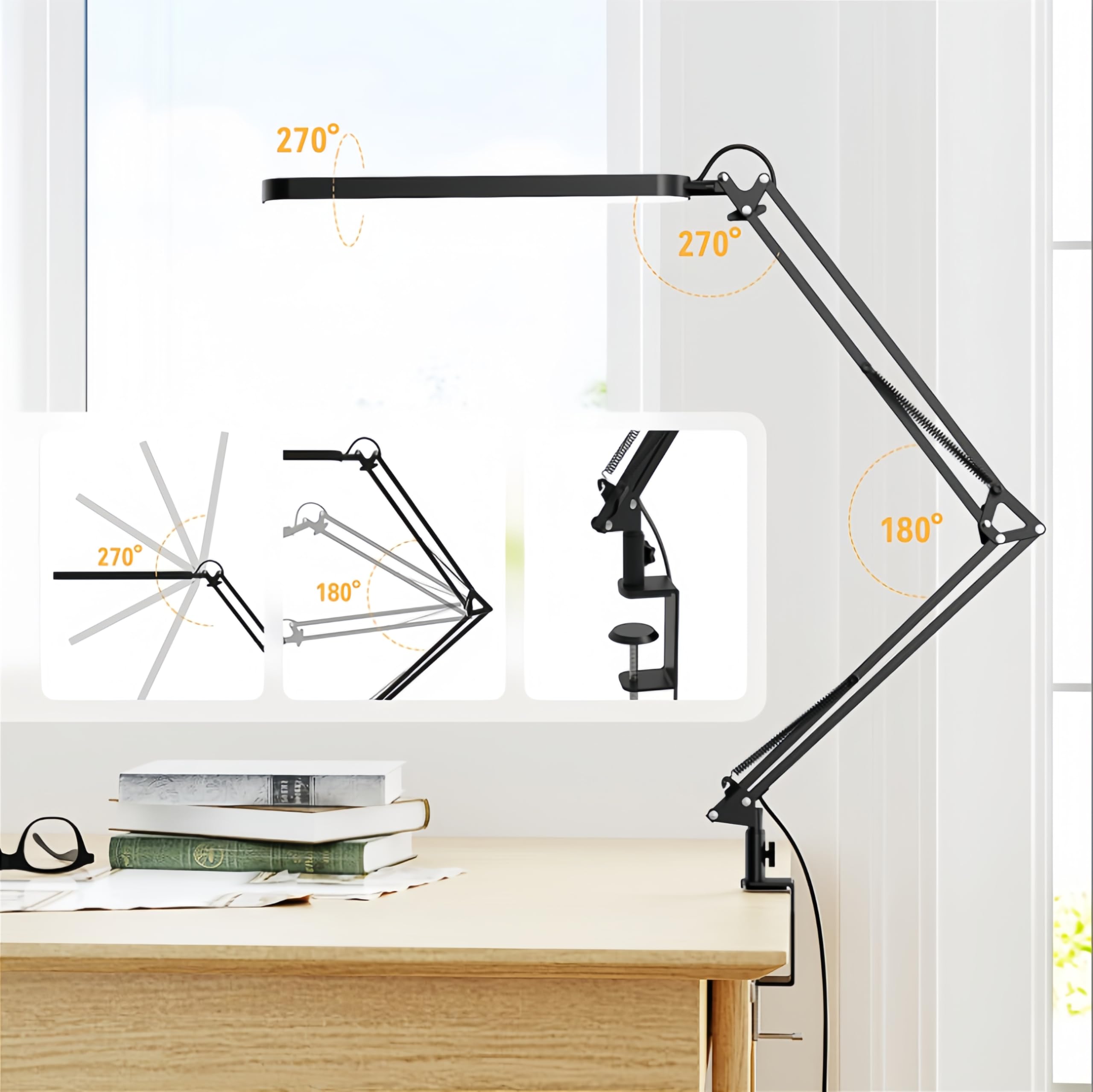 SKYLEO lamp illuminating a home office desk for comfortable long work