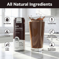 Slate textura cremosa del batido destacando proteína y sabor