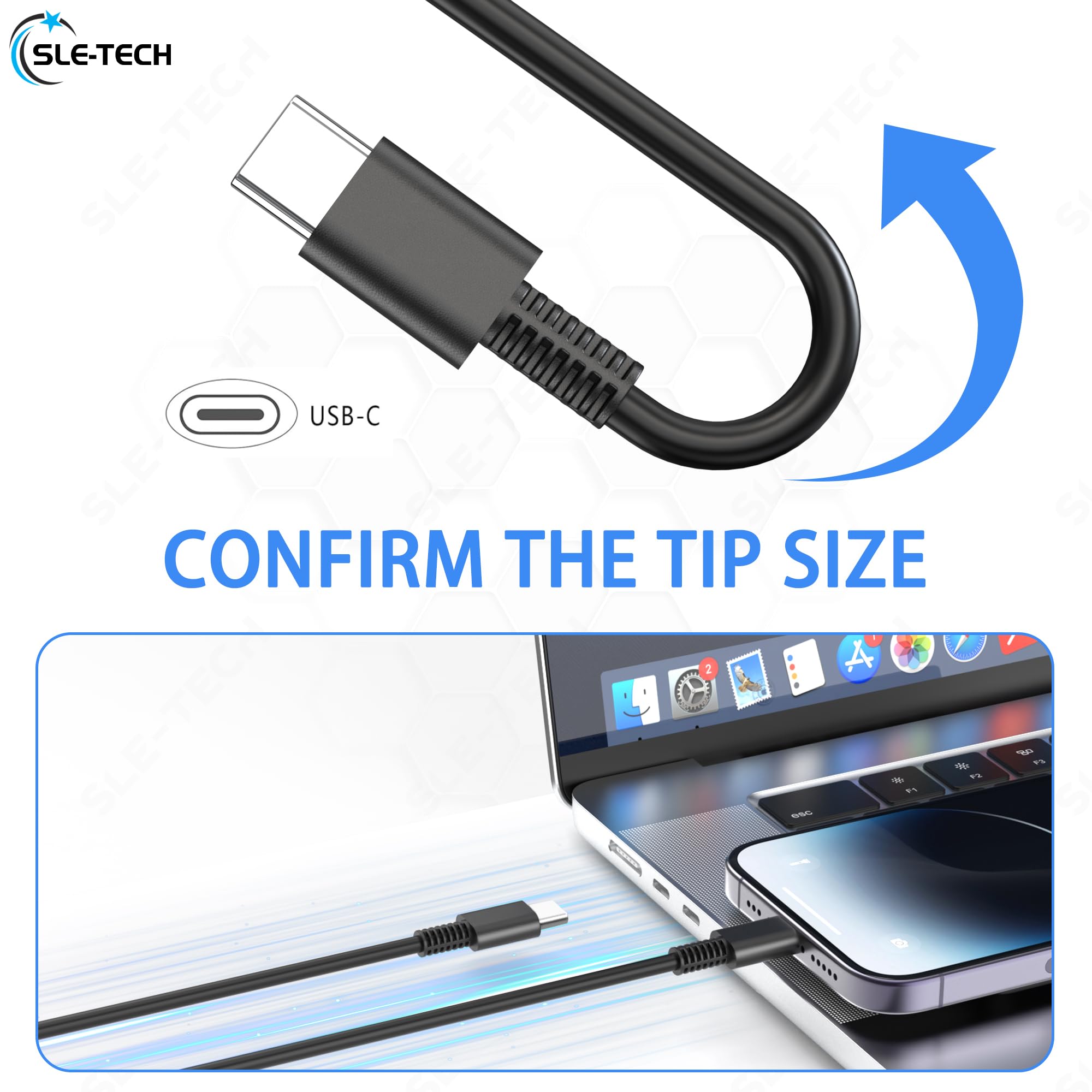 SLE-TECH cargador conectado a un ThinkPad demostrando carga estable