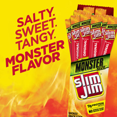 Slim Jim palito en mano listo para comer, portable y práctico