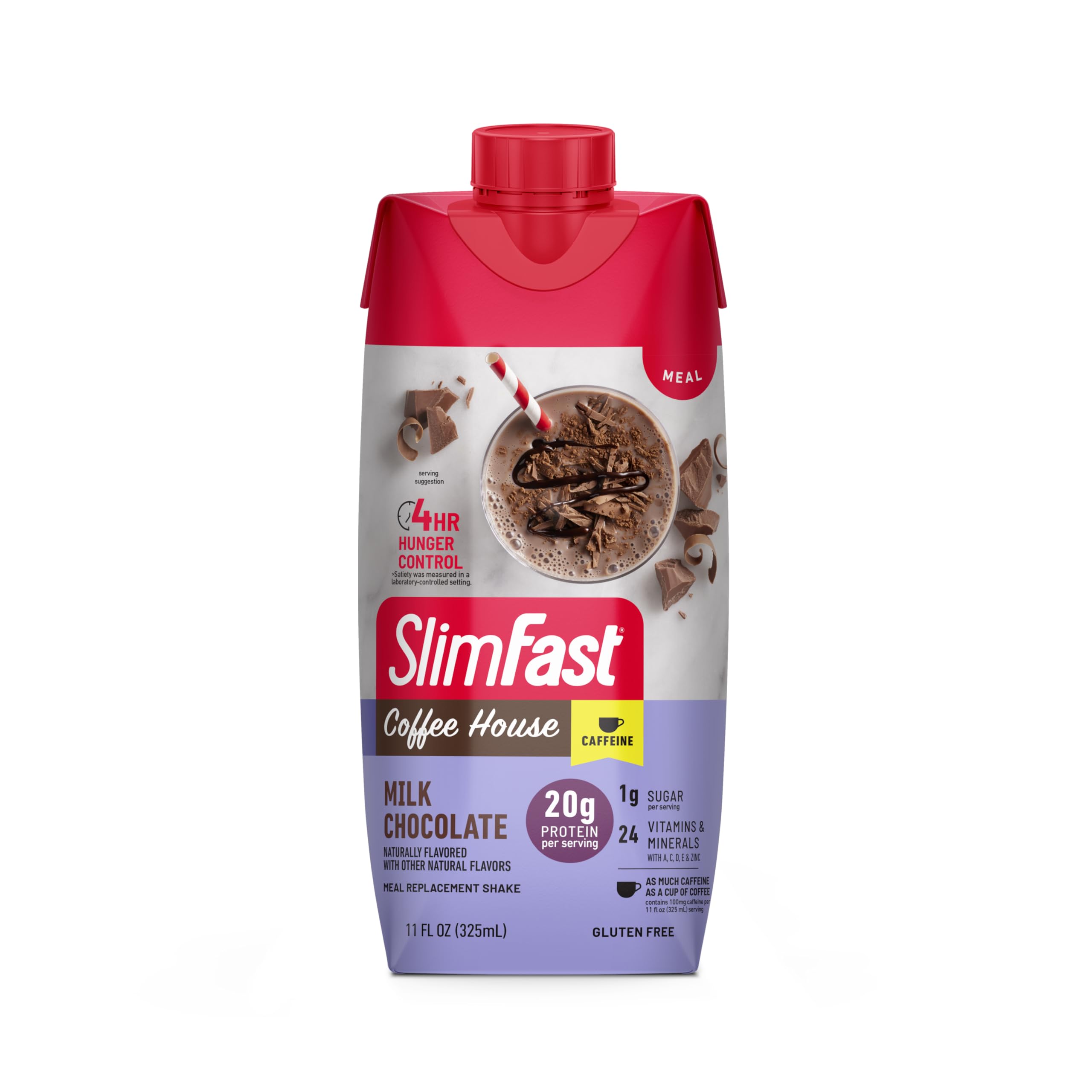 SlimFast batido servido en vaso aspecto apetitoso y cremoso