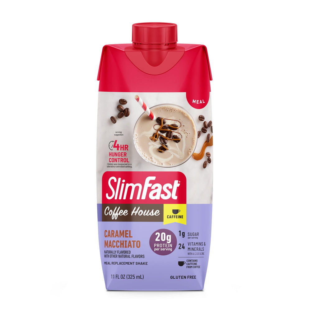 SlimFast batido servido en vaso, opción alta en proteína