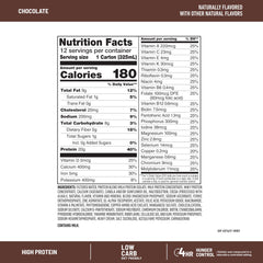 SlimFast etiqueta nutricional legible que muestra vitaminas y proteínas clave