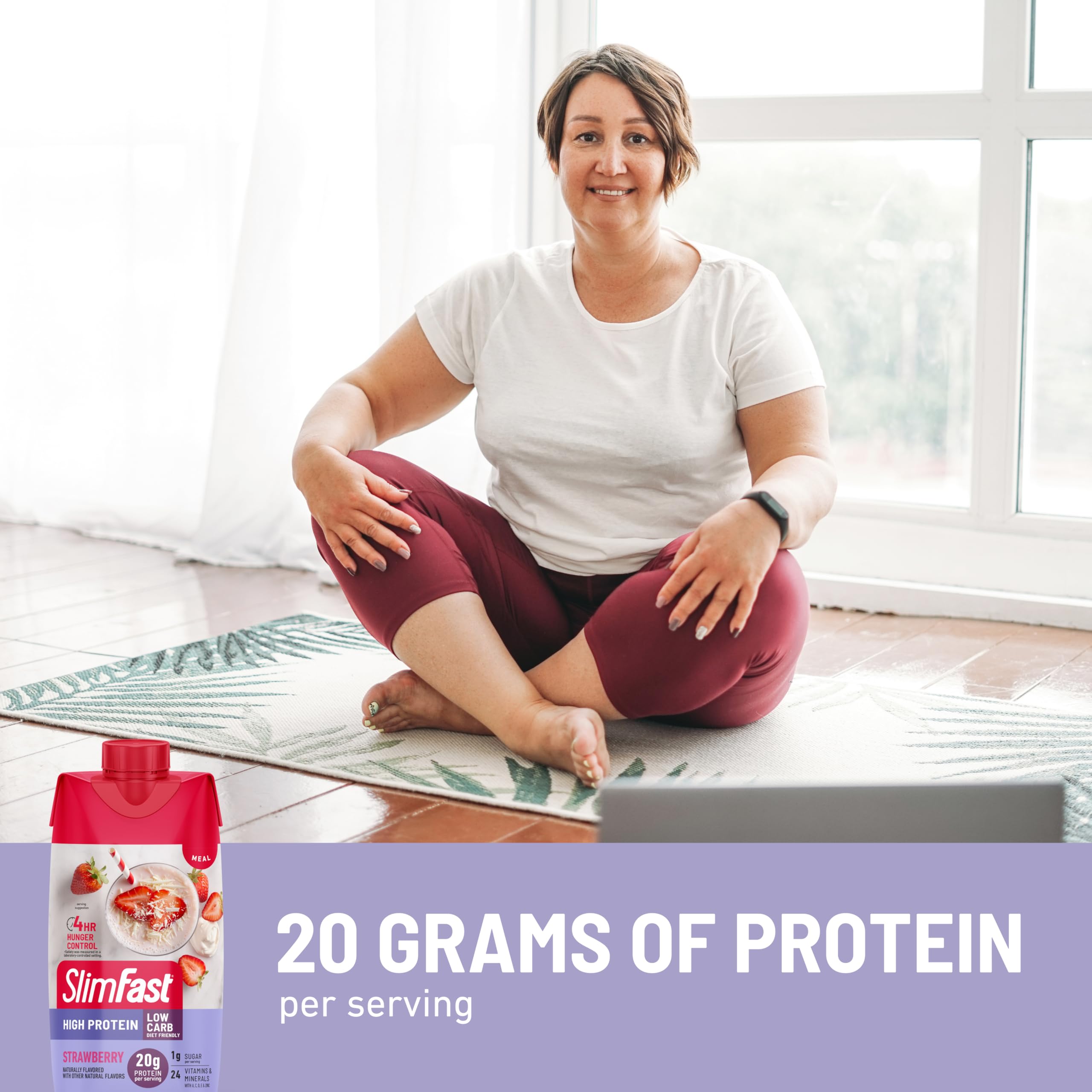 SlimFast etiqueta con 24 vitaminas y minerales resaltando beneficios