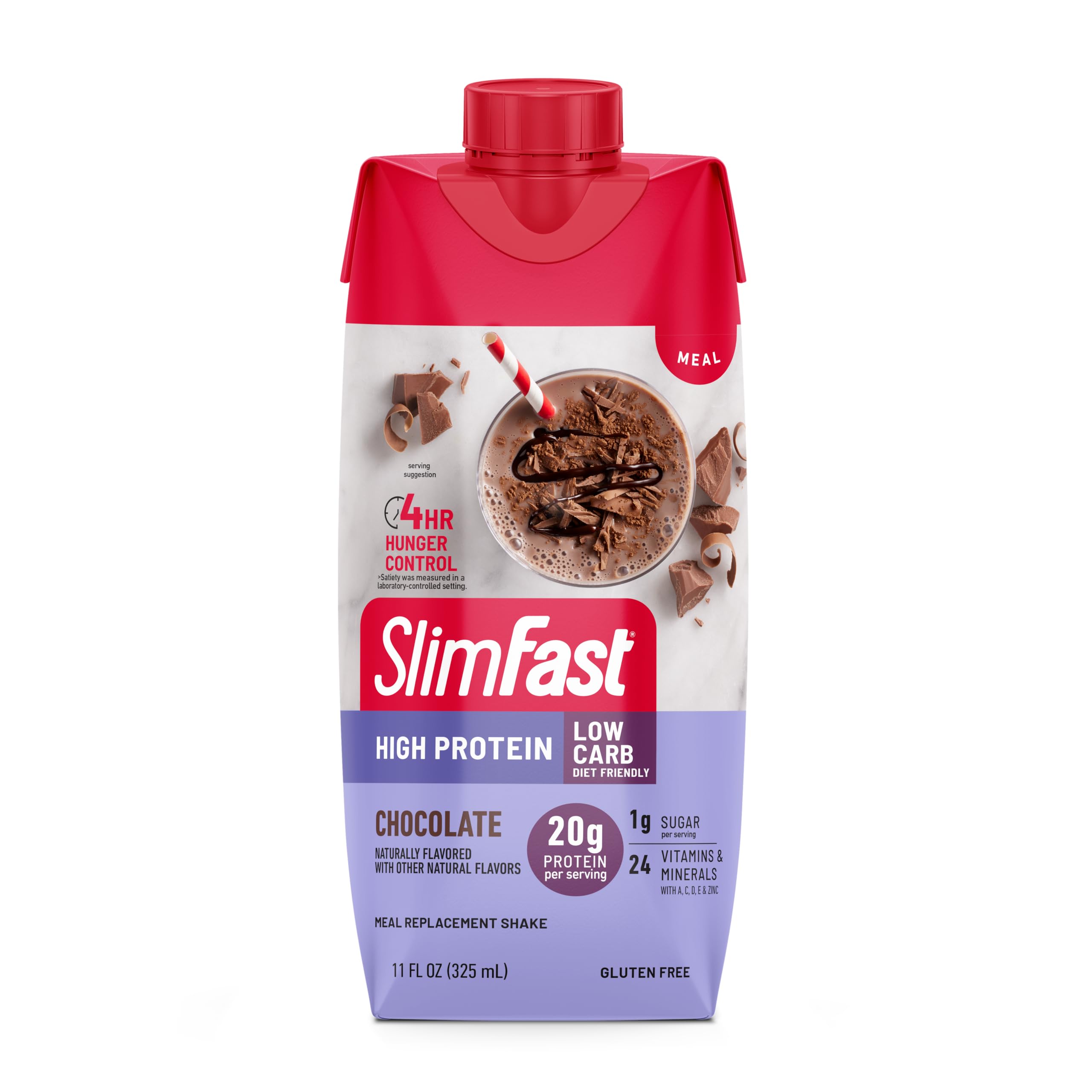 SlimFast servido en un vaso para apreciar color y textura antes de beber