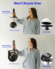 Smallish FanShelfie Velcro attachment closeup demonstrating tool-free fan security