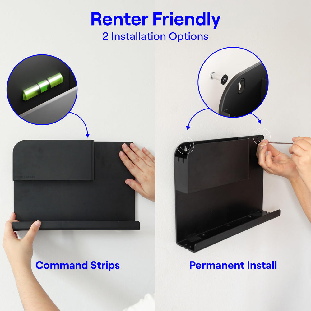 Smallish WallShelfie with cupholder and hooks attached showing modular organization benefit