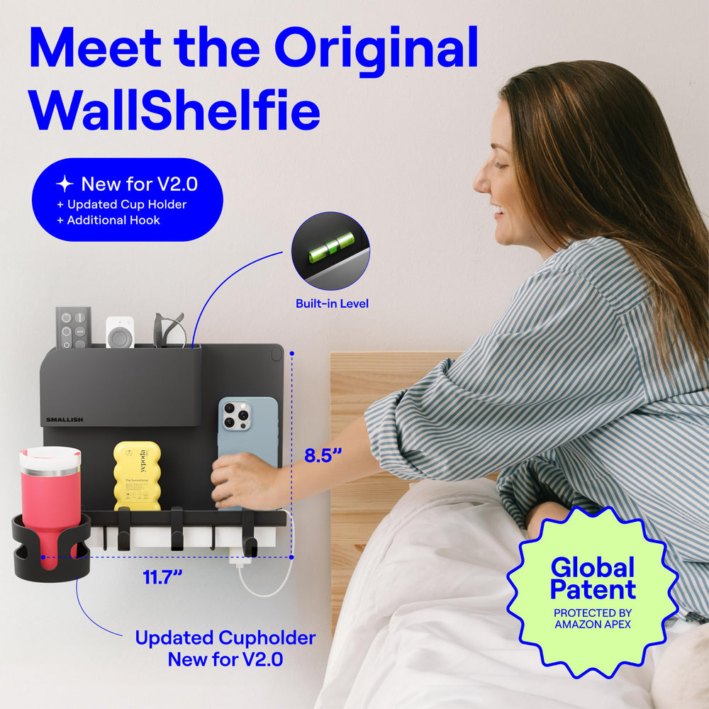 Smallish WallShelfie built-in level close-up ensuring straight installation benefit