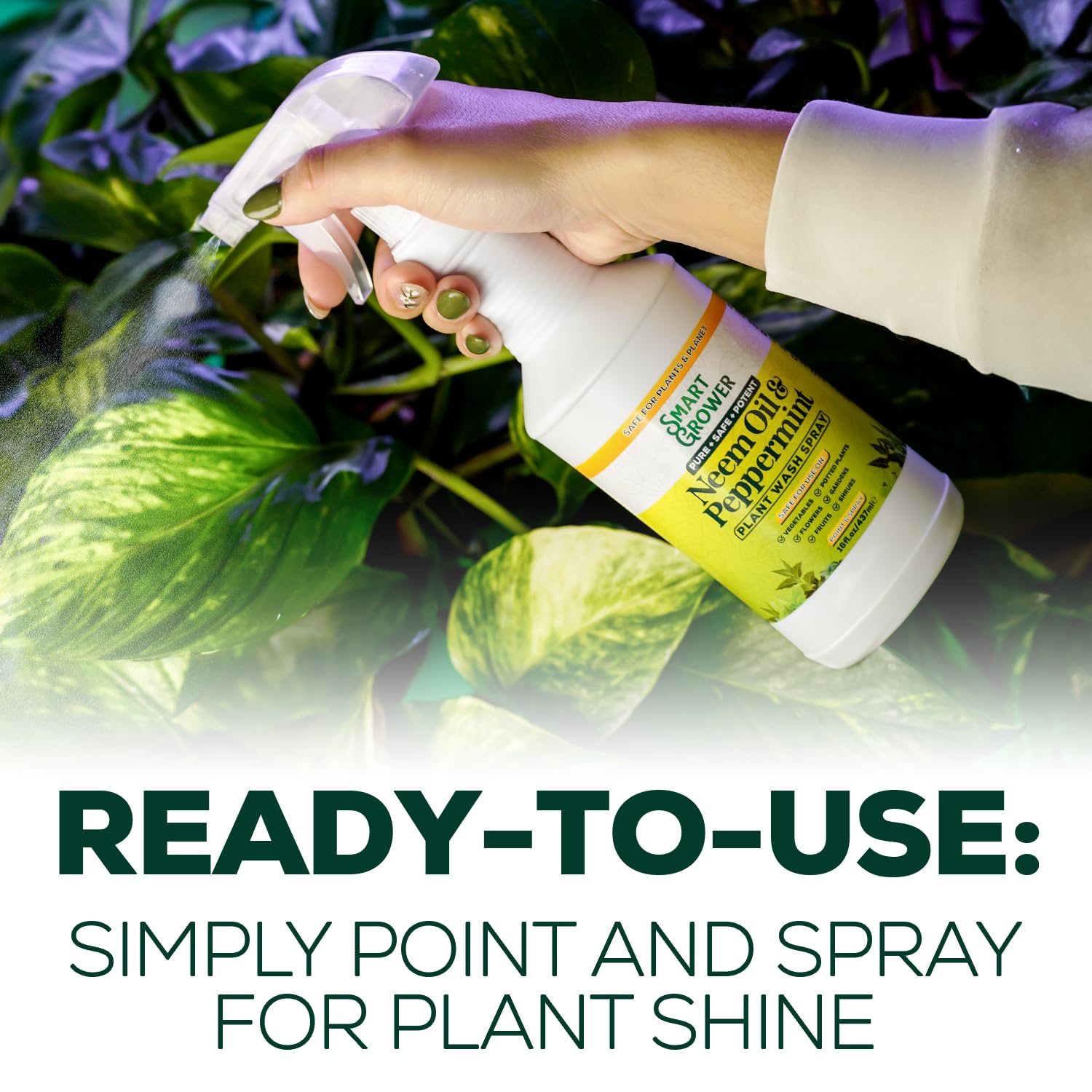 Smart Grower gotas sobre hoja que muestran textura aceitosa y acabado brillante