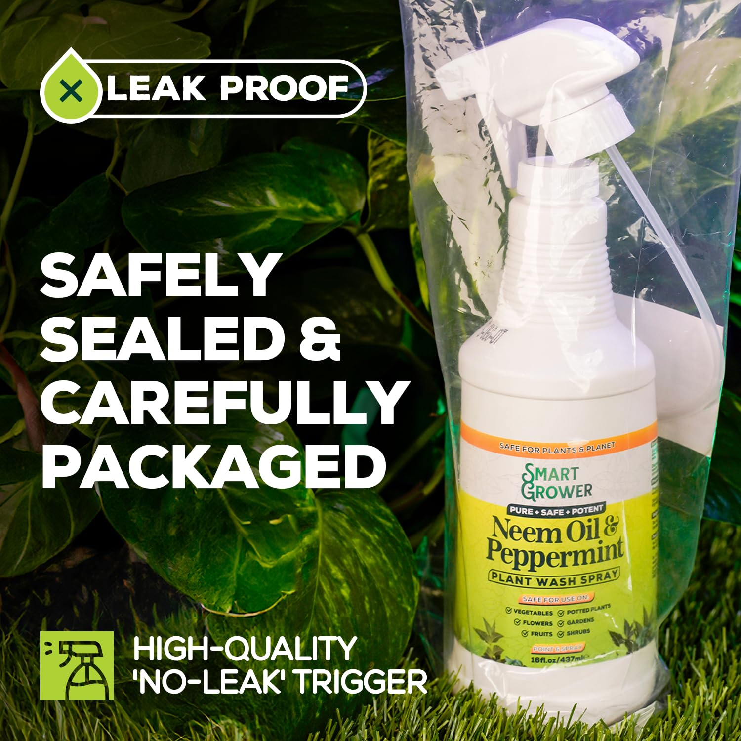 Smart Grower uso en maceta exterior ilustrando protección preventiva contra insectos