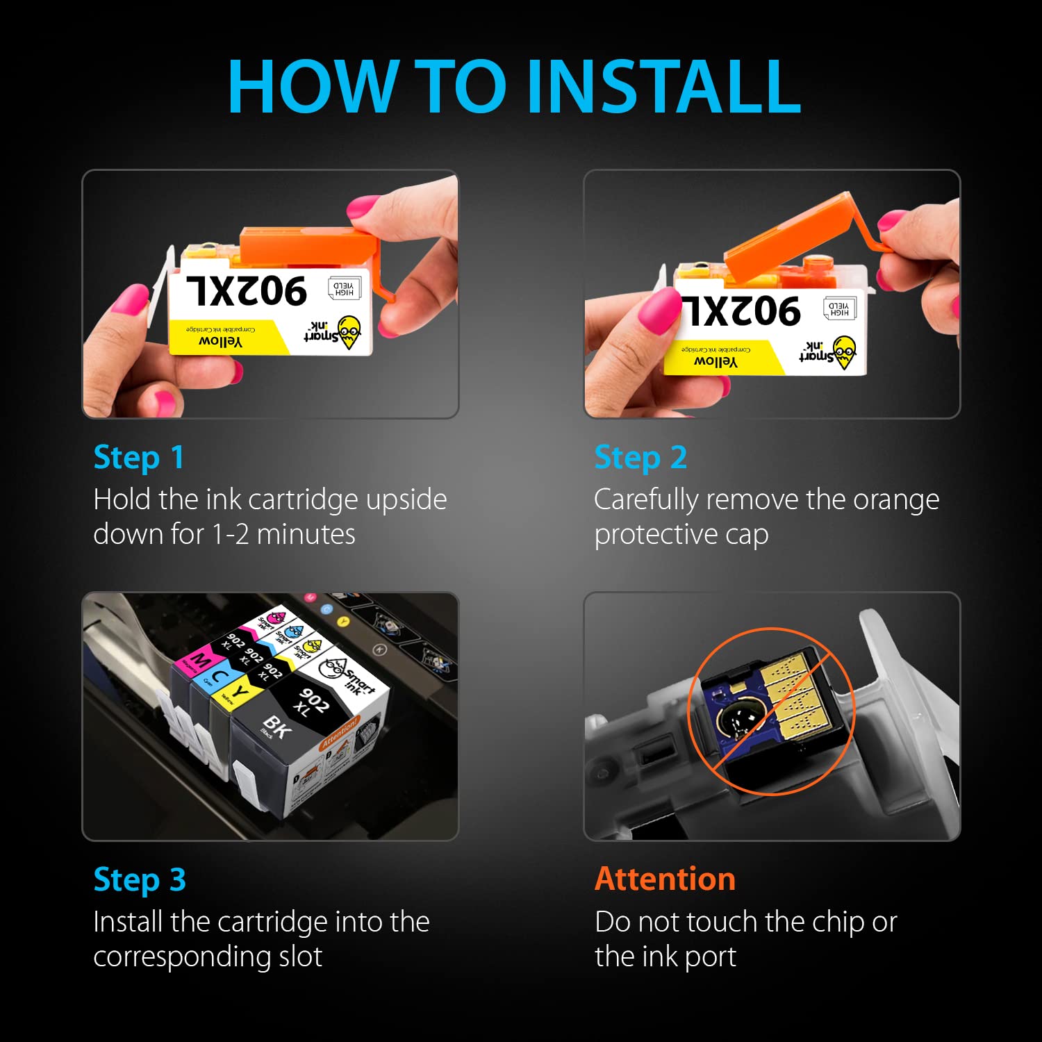 Smart Ink 902XL manipulación del cartucho al retirarlo mostrando facilidad