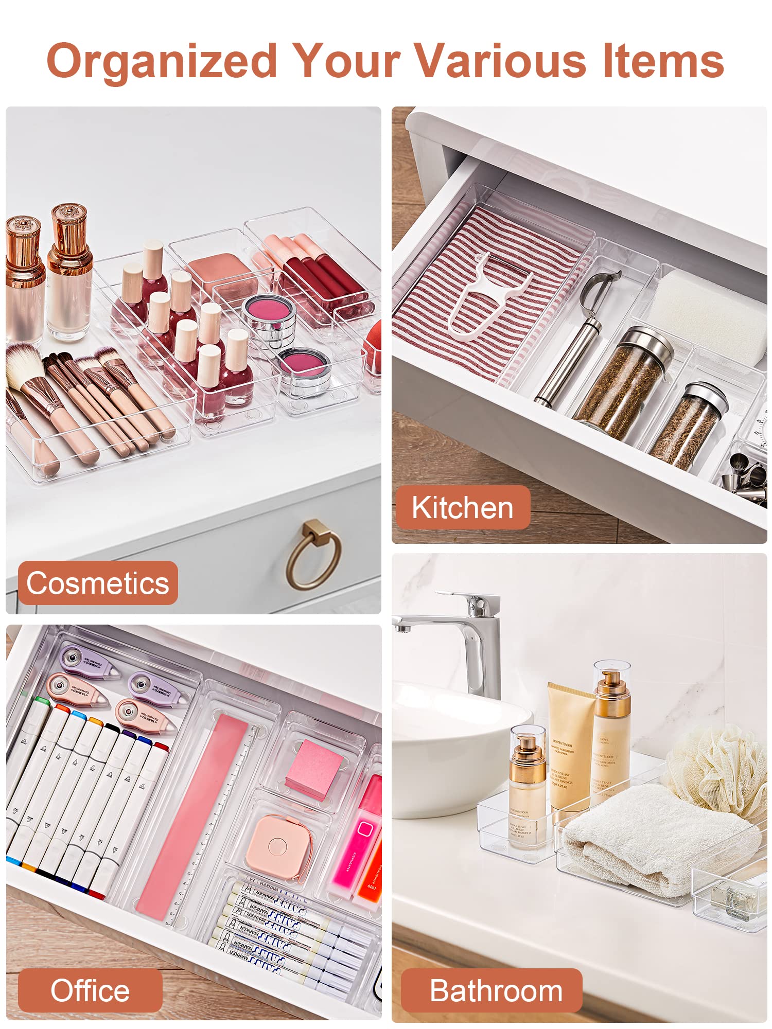 SMARTAKE en baño con cosméticos para acceso fácil y visibilidad
