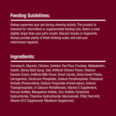 SmartBones ingredients label highlighting real chicken and wholesome veggies
