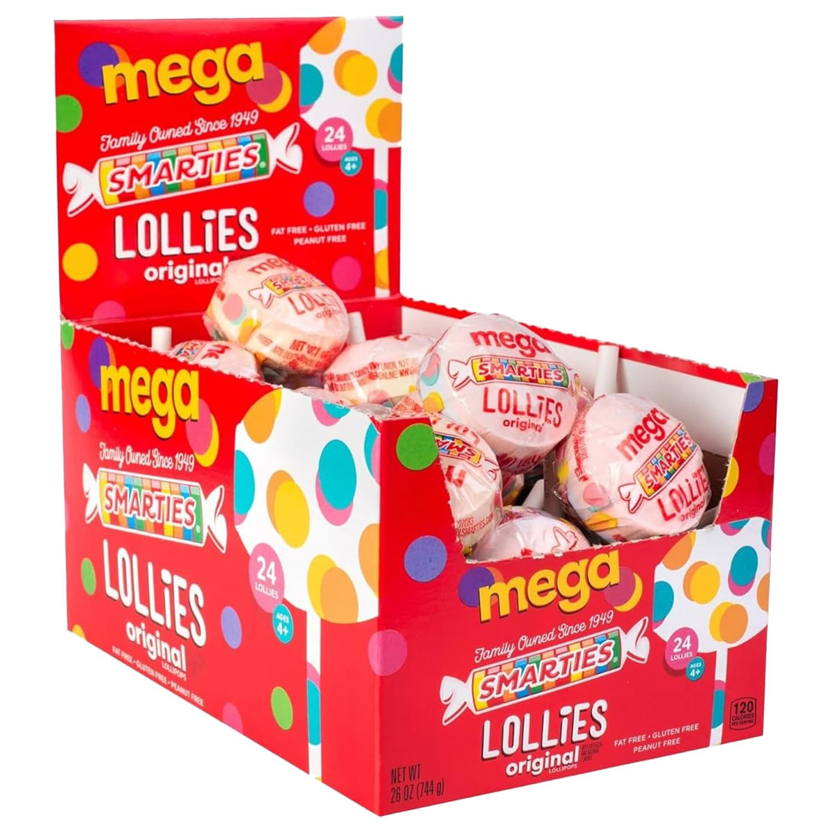 Smarties caja frontal de 24 paletas Mega, ideal para fiestas