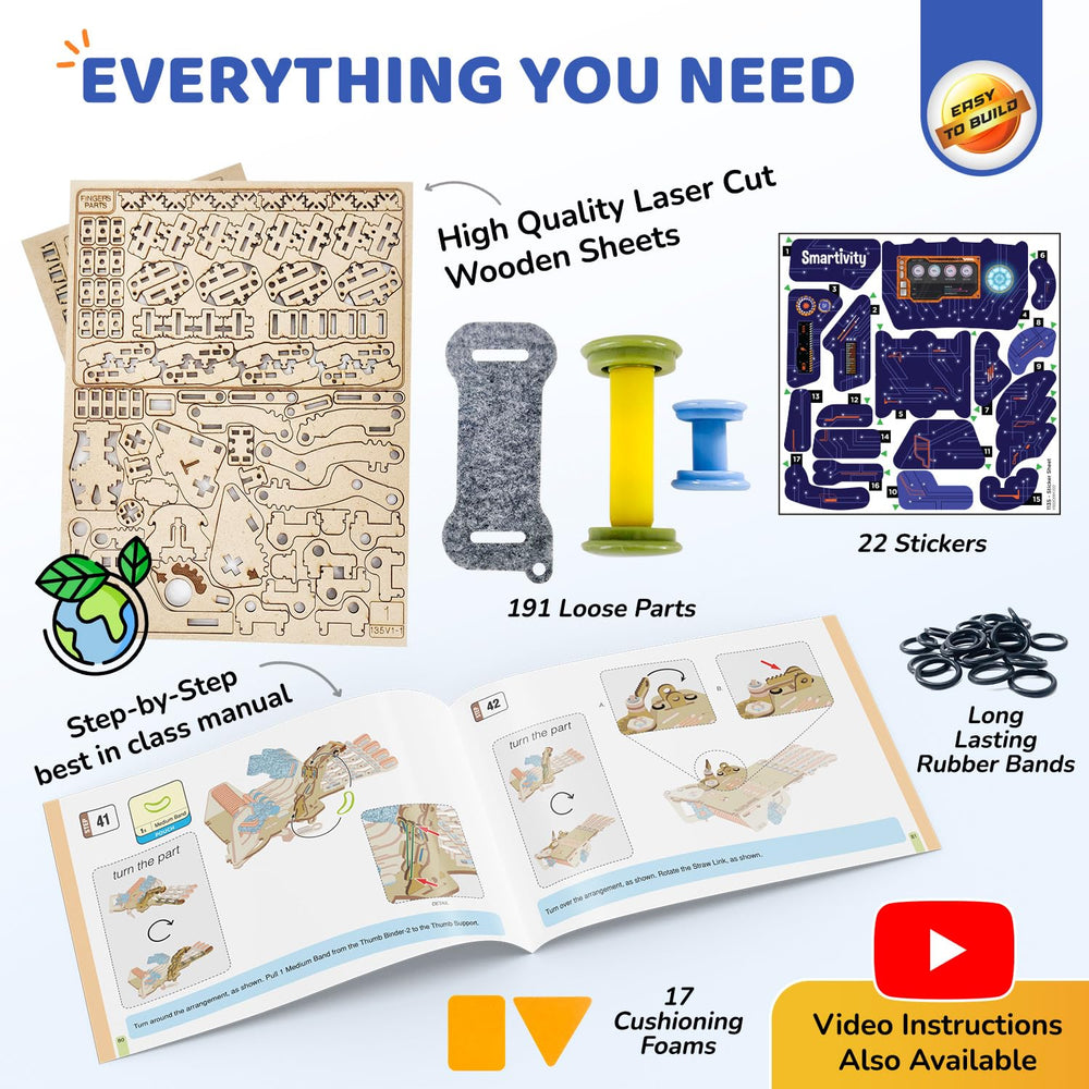 Smartivity comparación de tamaño de la mano para escala educativa y uso