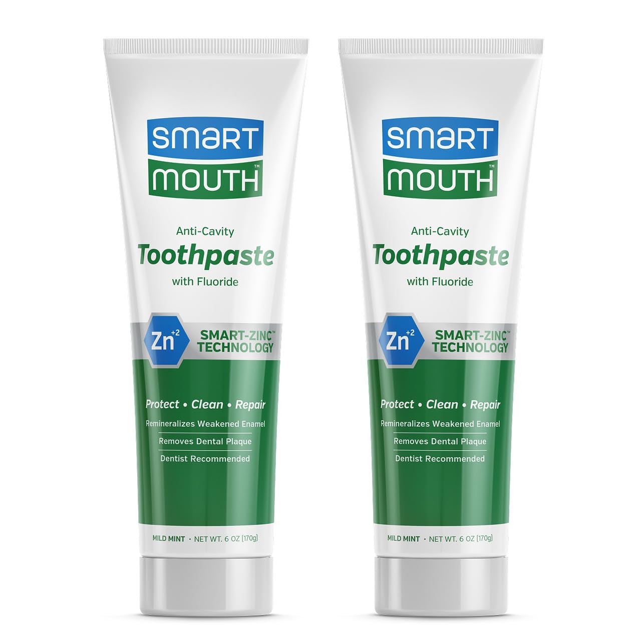 SmartMouth front packaging shows two 6 oz tubes and clear product benefit