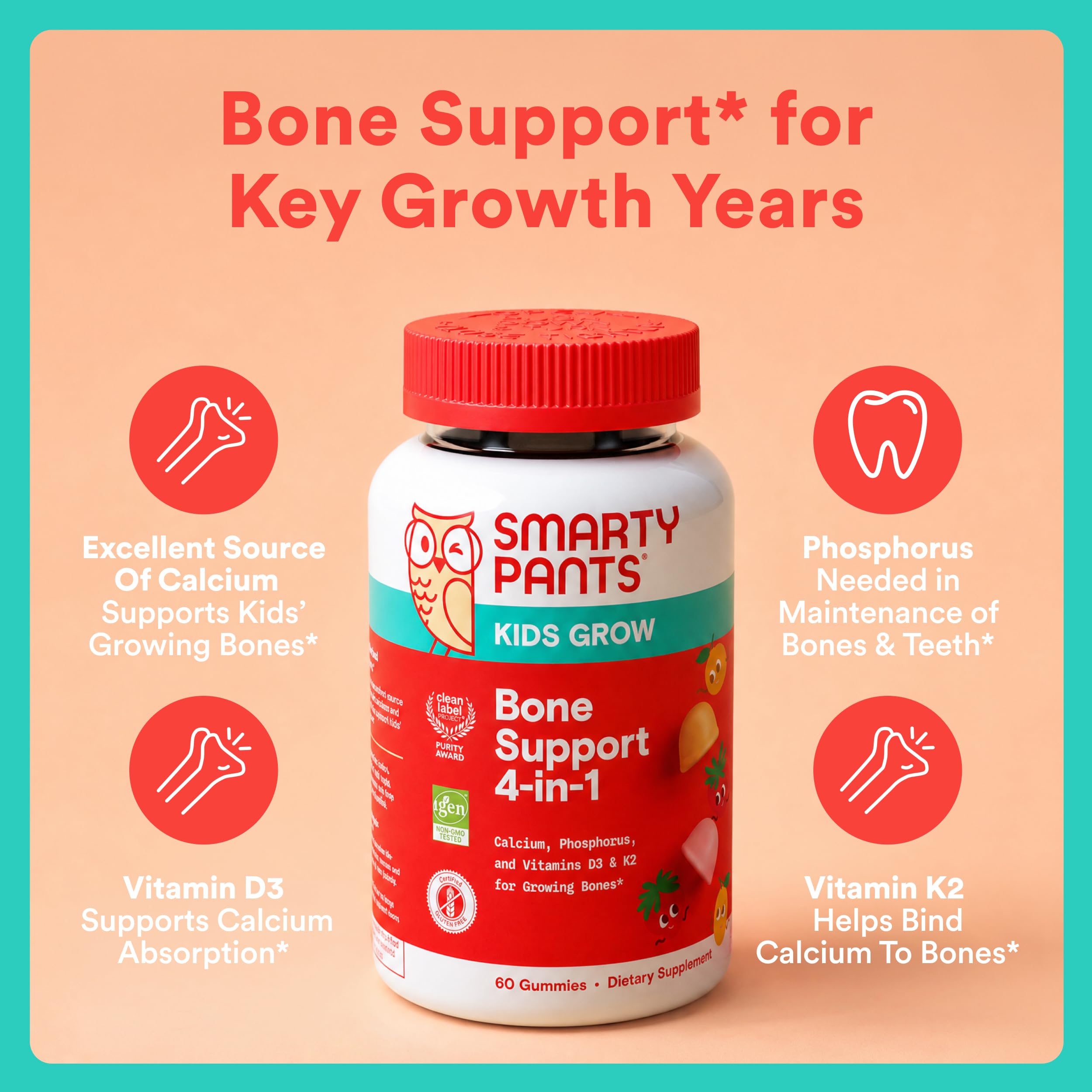 Etiqueta nutricional SmartyPants con ingredientes y formas biodisponibles
