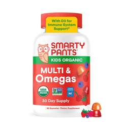 SmartyPants envase frontal mostrando 120 gomitas y beneficios