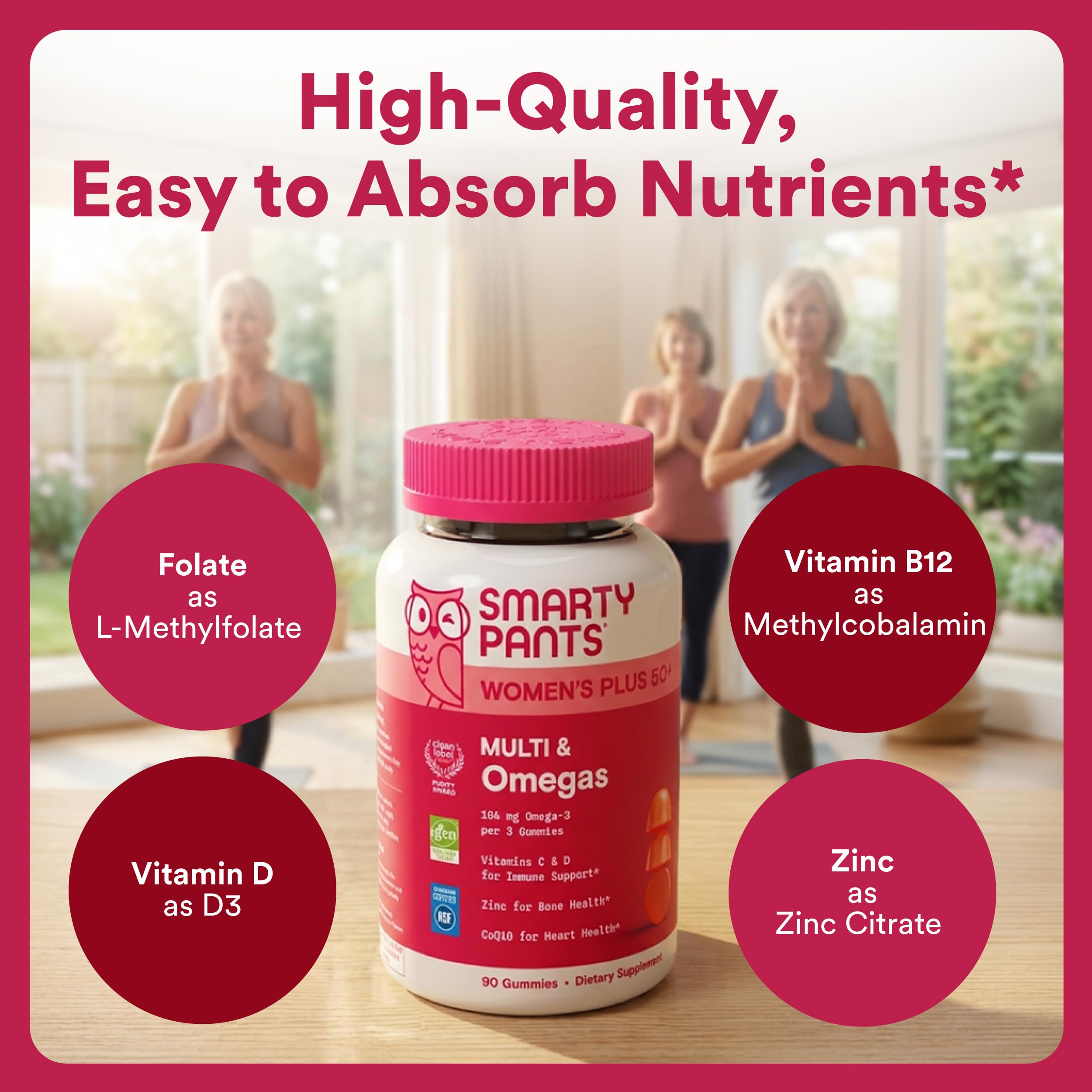 SmartyPants etiqueta con lista de nutrientes clave ofreciendo transparencia