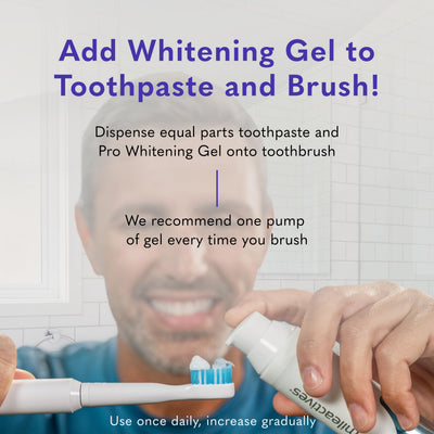 smileactives gel on toothpaste demonstrating simple mixing for whitening while brushing