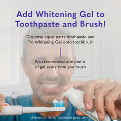 smileactives gel on toothpaste demonstrating simple mixing for whitening while brushing