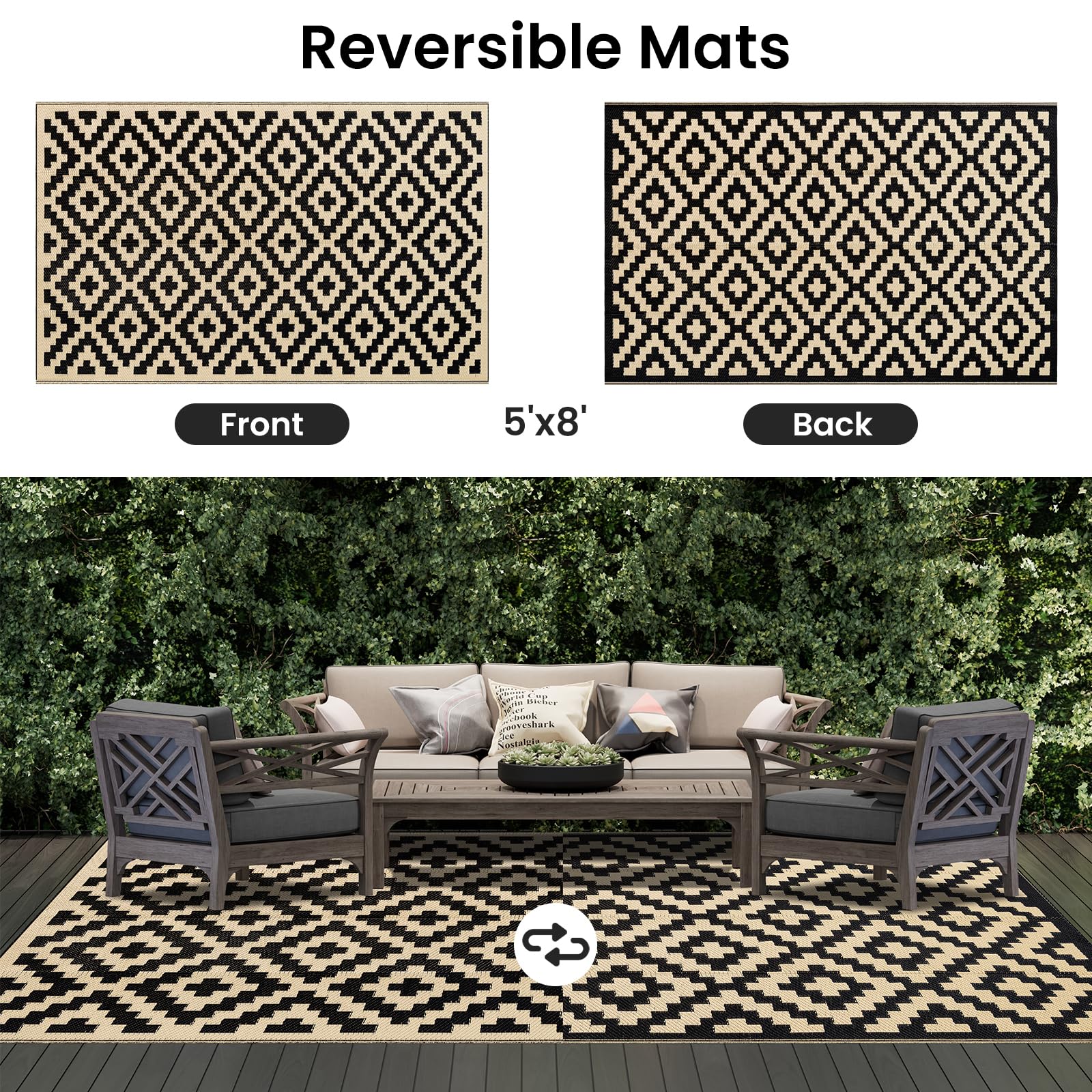 Smiry alfombra reversible mostrando ambas caras y versatilidad