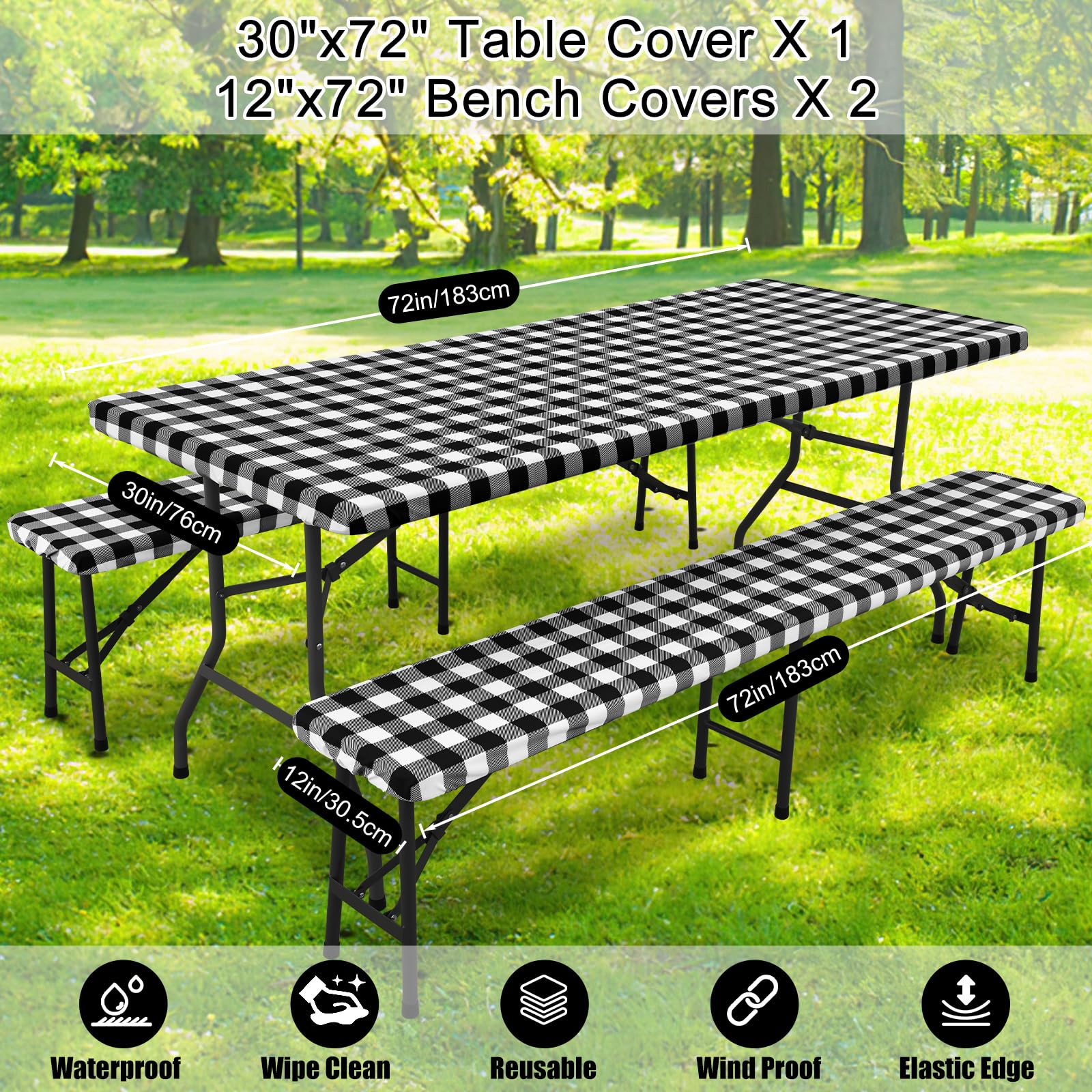 Smiry ambiente picnic en jardín con estilo buffalo plaid