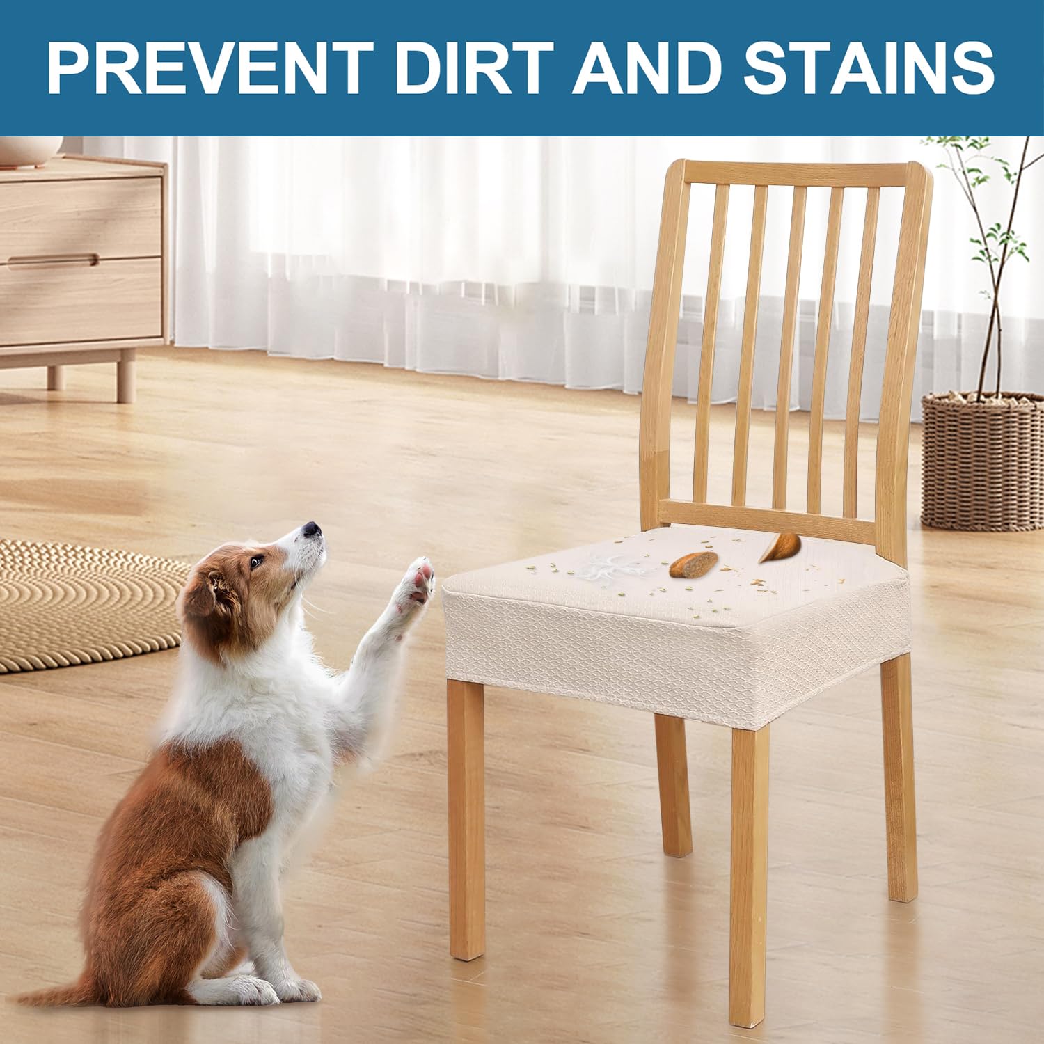 Smiry cover in a dining setting on table chairs for easy styling and protection