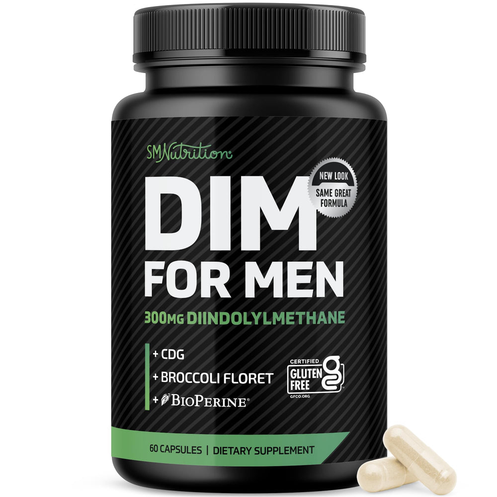 SMNutrition frasco frontal mostrando DIM 300 mg y 60 cápsulas, detalle legible