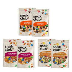 Snak Club frontal del paquete mostrando las seis bolsas y conveniencia