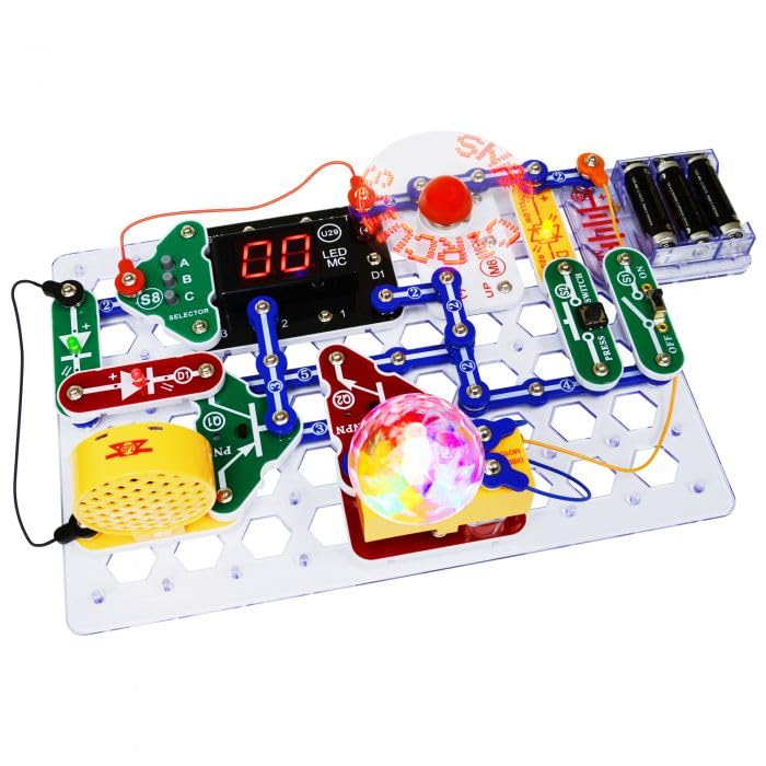 Snap Circuits microcontrolador interno en funcionamiento, juegos interactivos