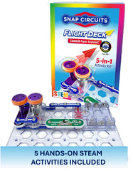 Snap Circuits flight deck componentes detalle con conexiones visibles, facilita aprendizaje