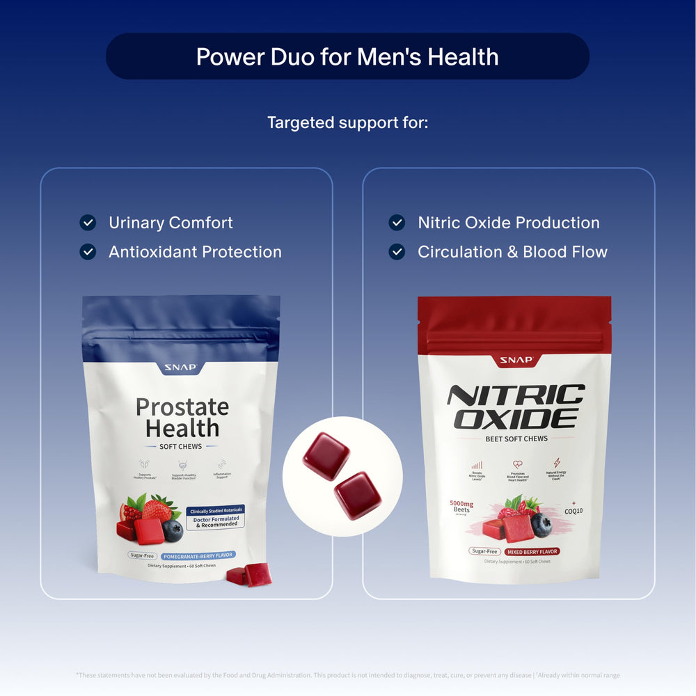 Snap Supplements hombre en oficina tomando caramelo, apoyo a la rutina diaria