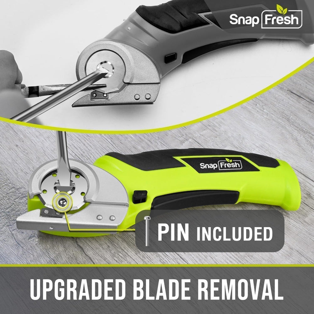 SnapFresh elementos del kit: unidad, hoja extra, cargador y pasador para inicio rápido