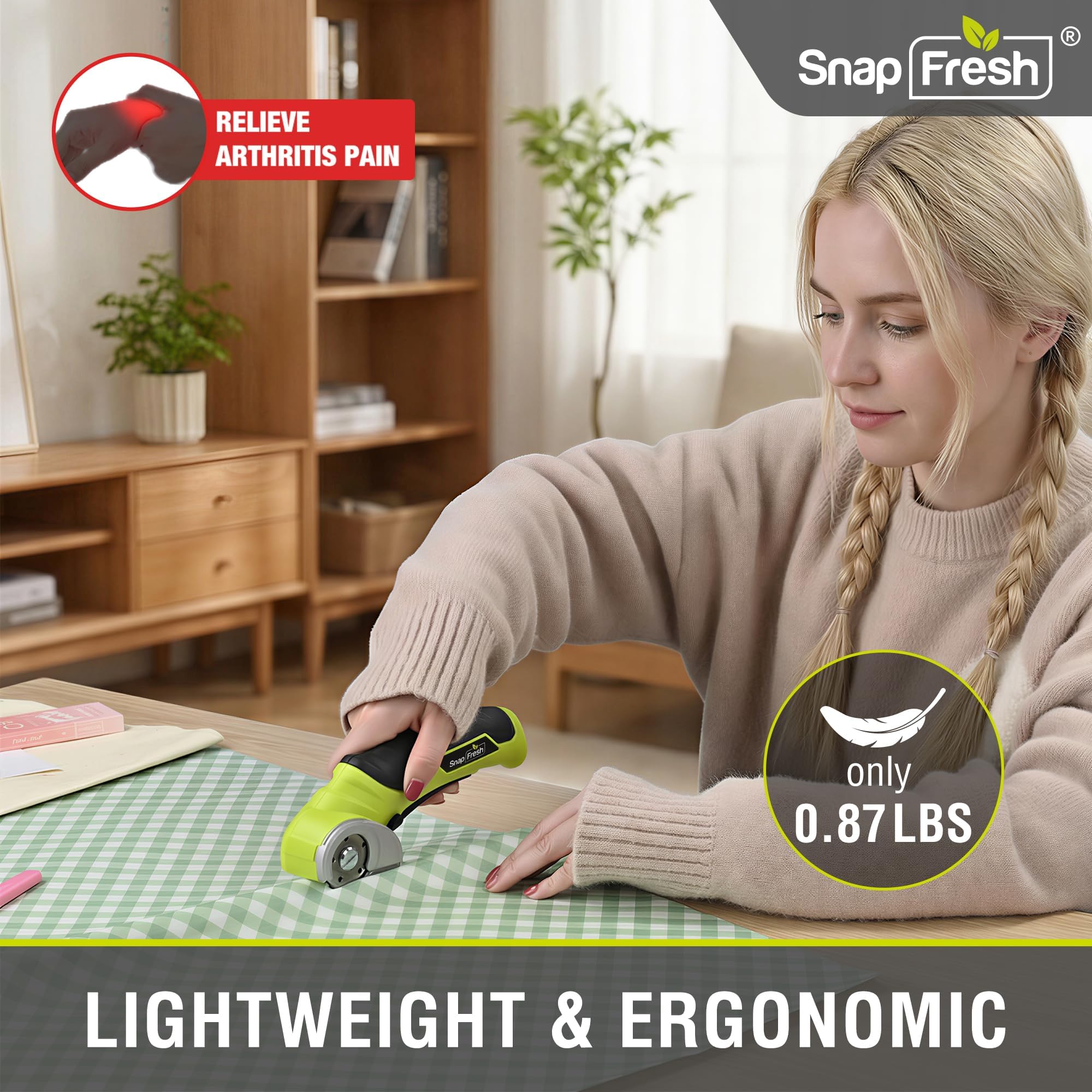 SnapFresh detalle del mango ergonómico que mejora el agarre y reduce fatiga