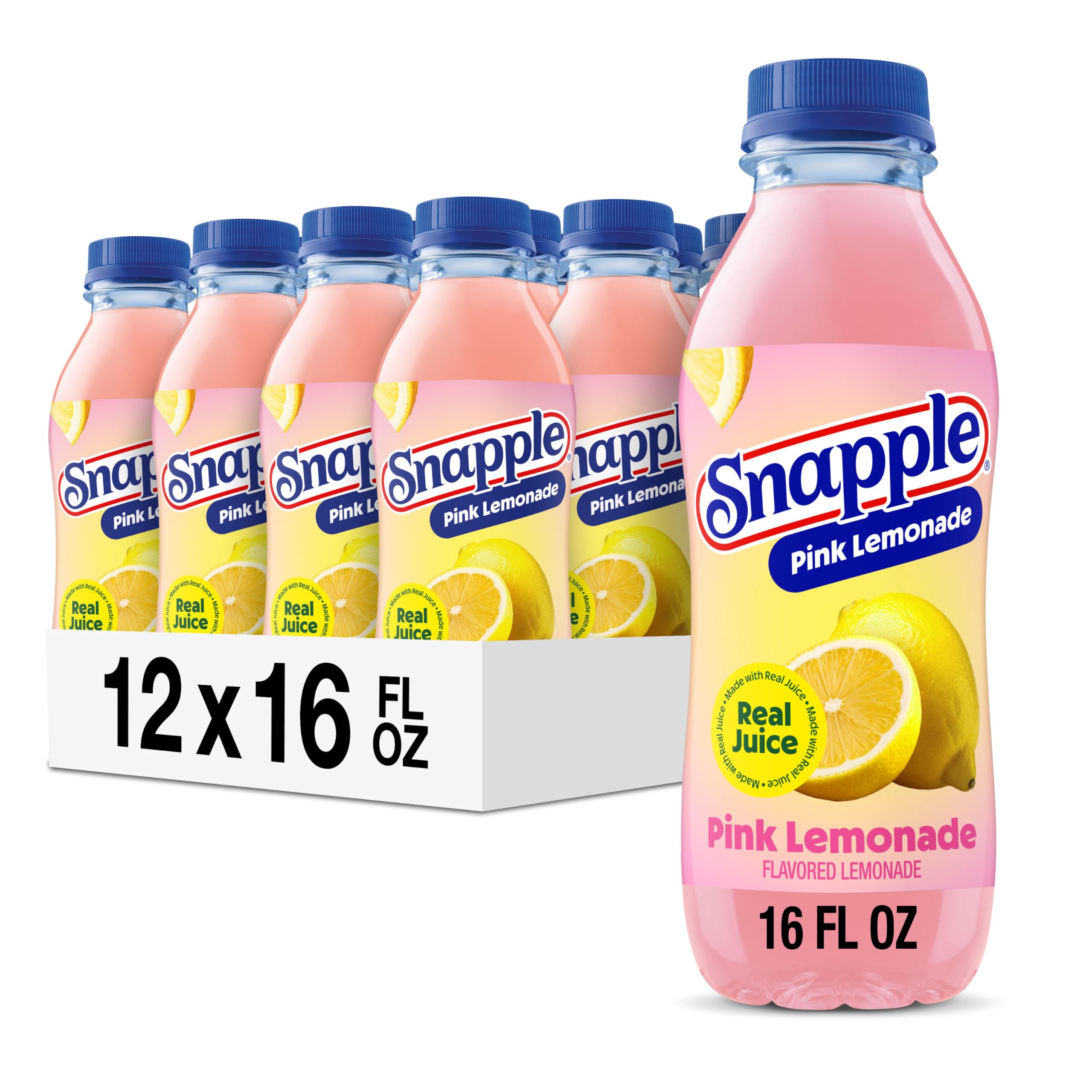 Snapple botella frontal mostrando etiqueta y color refrescante