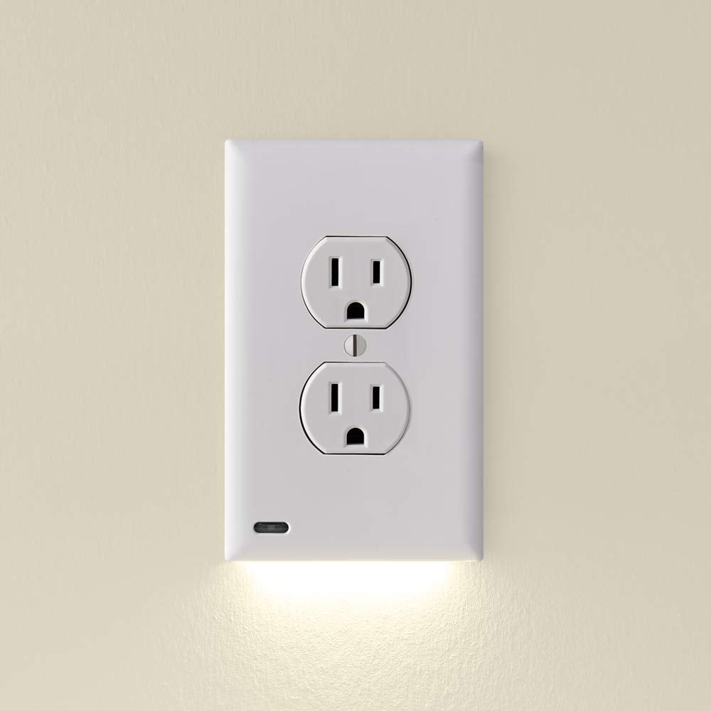 SnapPower placa frontal blanca mostrando LED integrado y estética limpia
