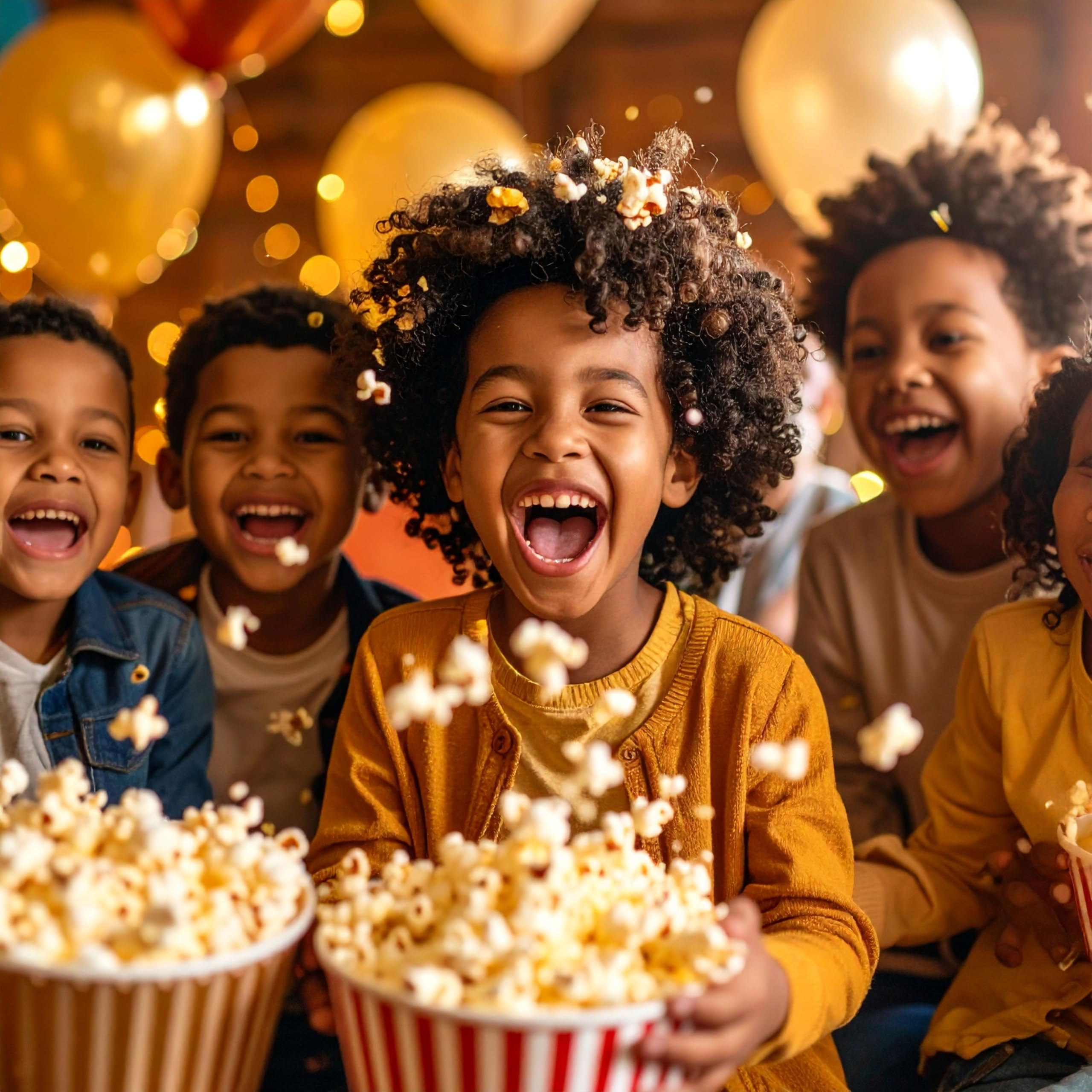 SNAPPY palomitas servidas en salón, ambiente casero ideal para reuniones