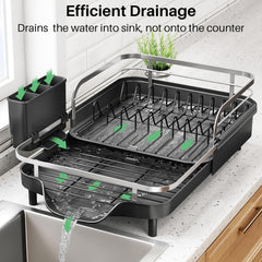 SNTD drip tray close-up showing angled tray and outlet to keep counters dry