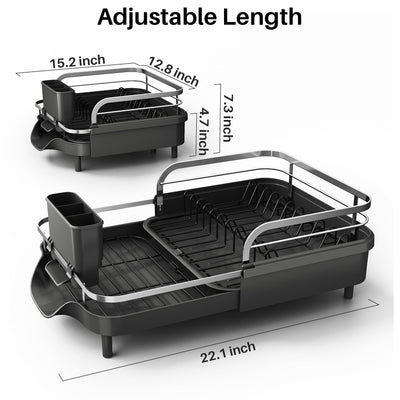 SNTD rack fully expanded to show increased drying capacity for multiple dishes