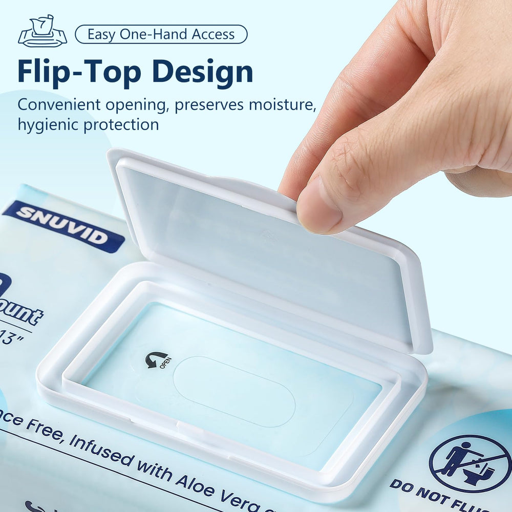 Snuvid tapa flip-top abierta, beneficio: mantiene la humedad fresca