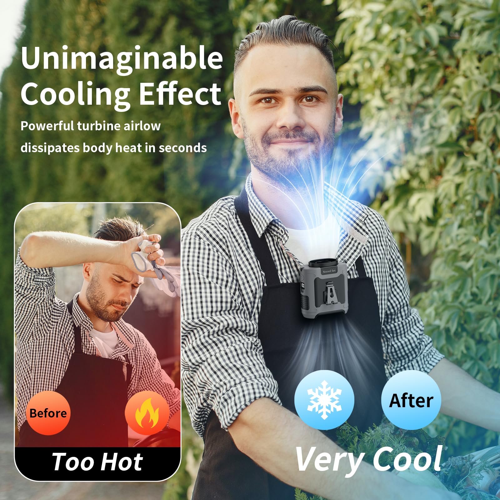Socool fan luz LED encendida mostrando modo SOS, visibilidad en emergencias