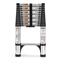 Soctone ladder front view showing compact folded form and brand for easy storage