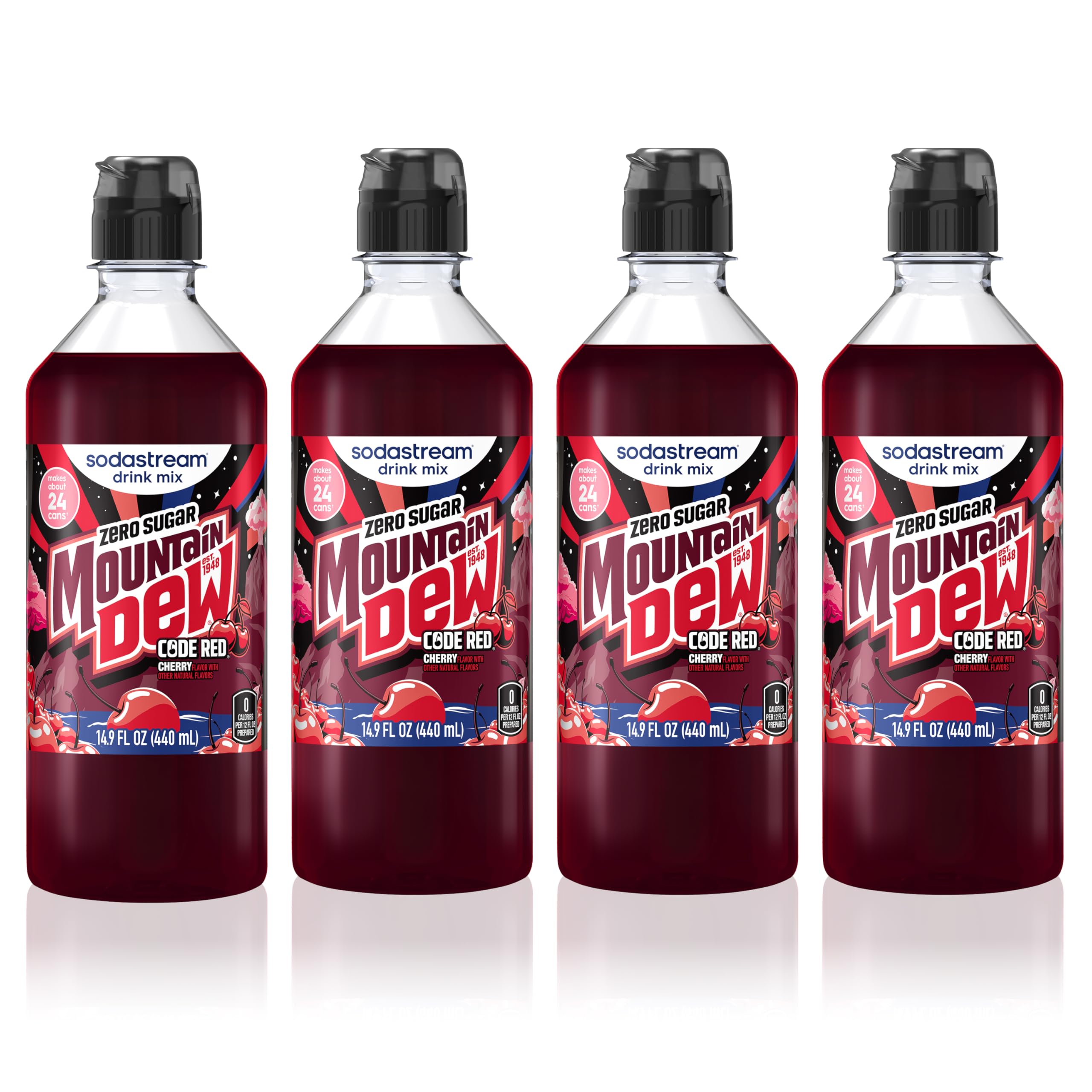 sodastream botella frontal mostrando el envase y el sabor Code Red