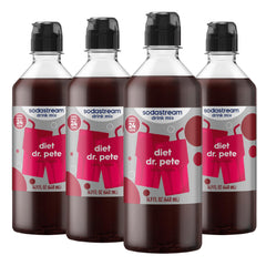 SodaStream vista frontal del empaque mostrando cuatro botellas y beneficios