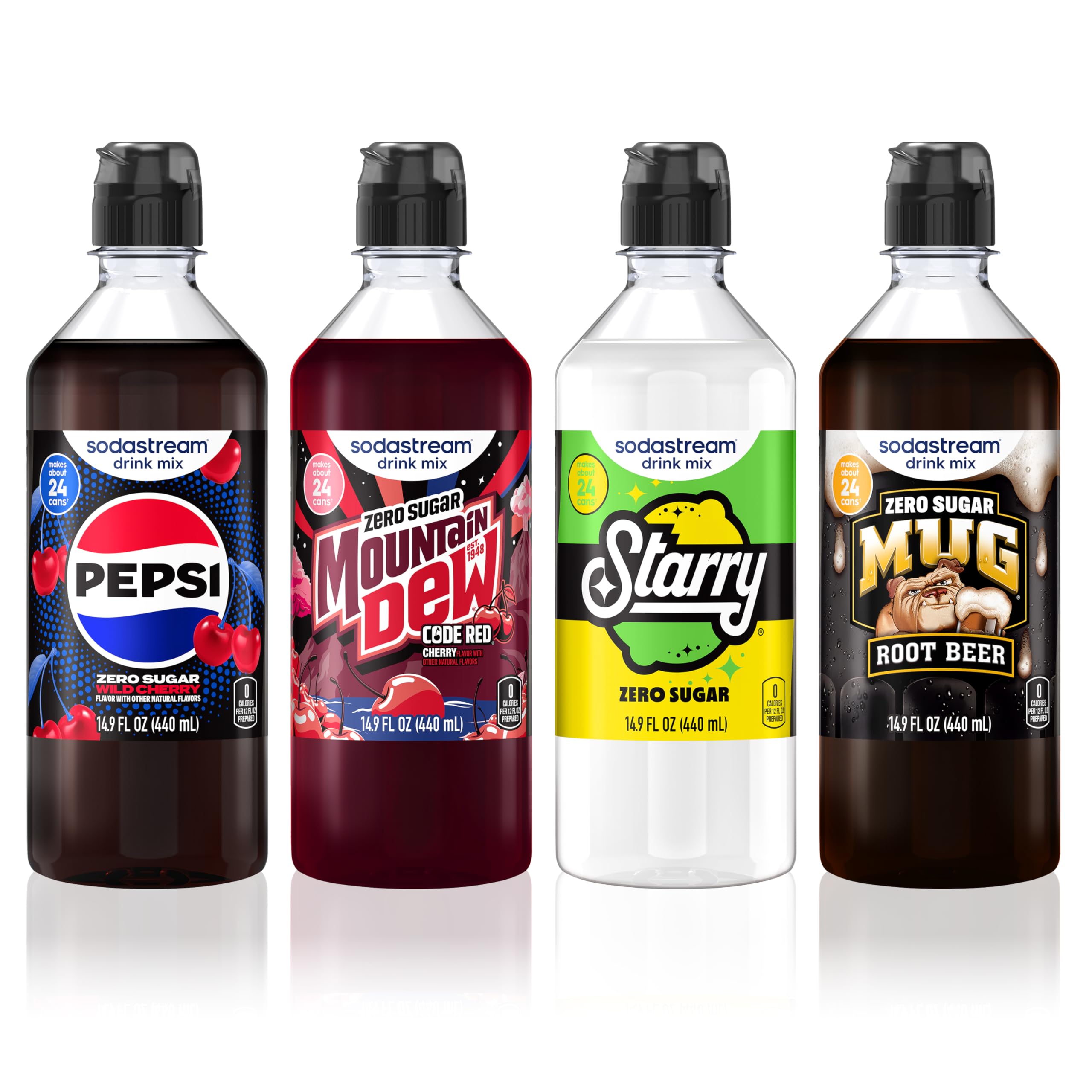 sodastream pack frente con cuatro botellas, variedad conveniente para casa