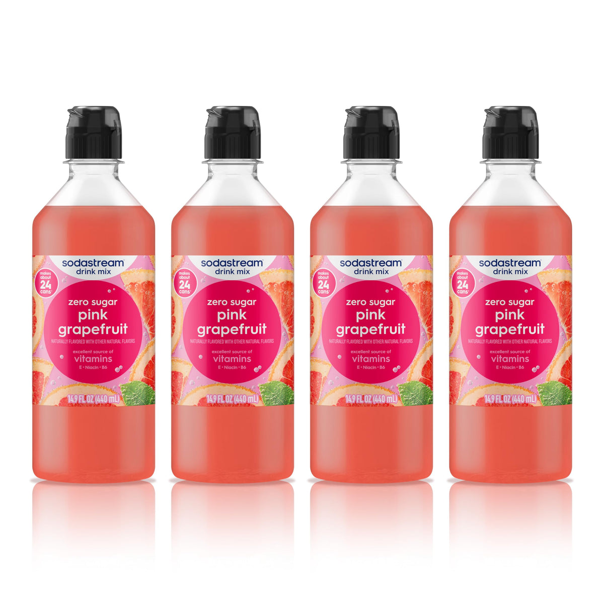 sodastream pack frontal de cuatro botellas pomelo para múltiples bebidas
