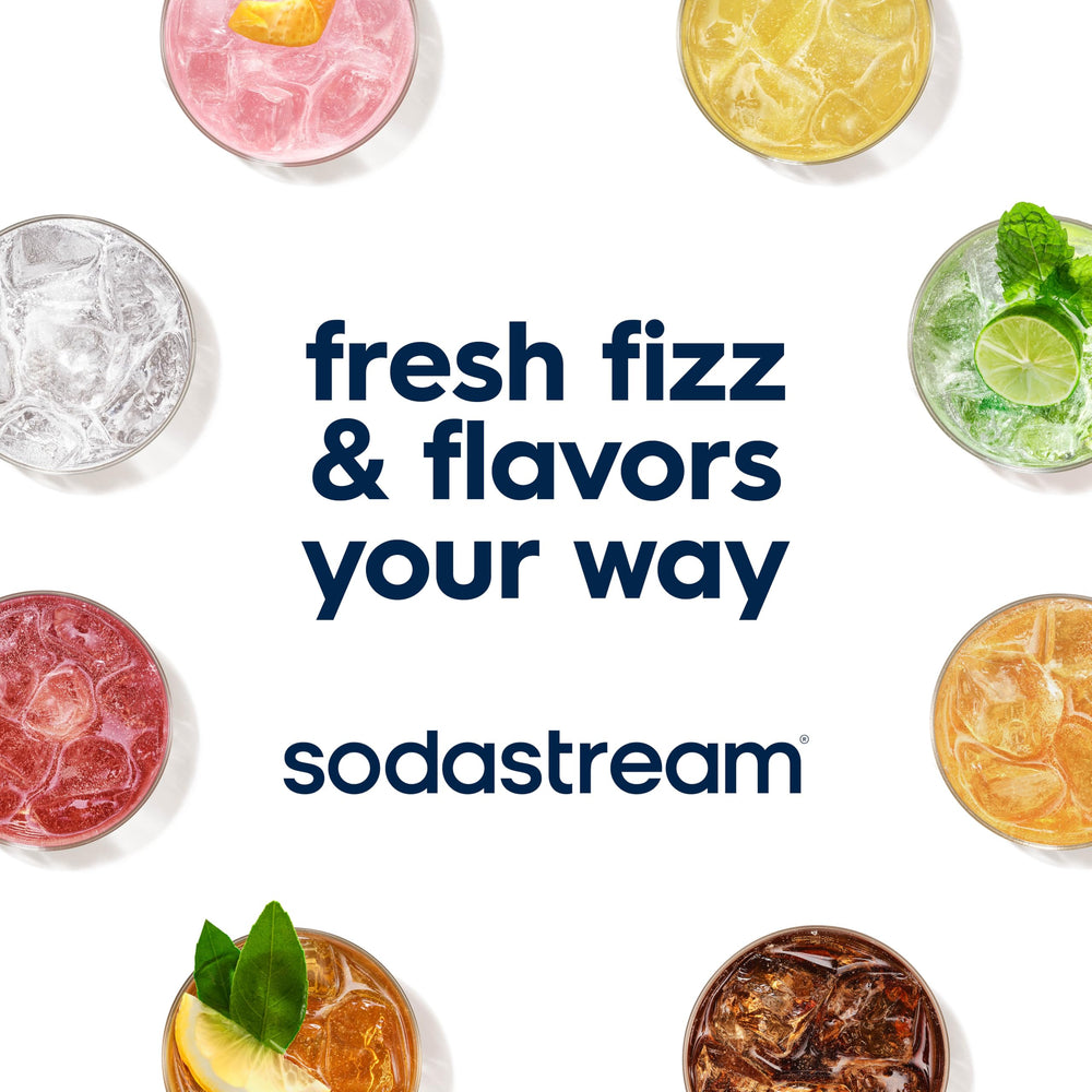SodaStream Mtn Dew Code Red vaso servido con hielo y burbujas refrescantes