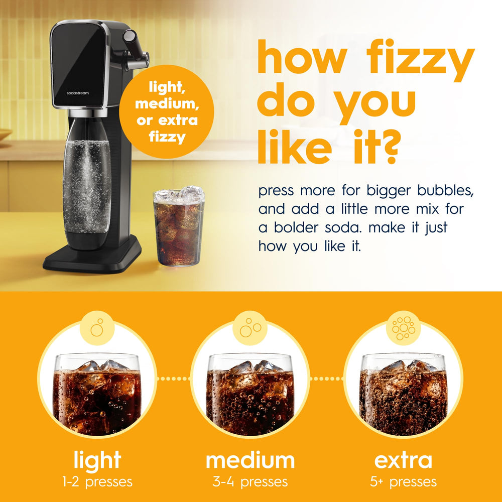 sodastream MUG four bottles lined up to show size and servings